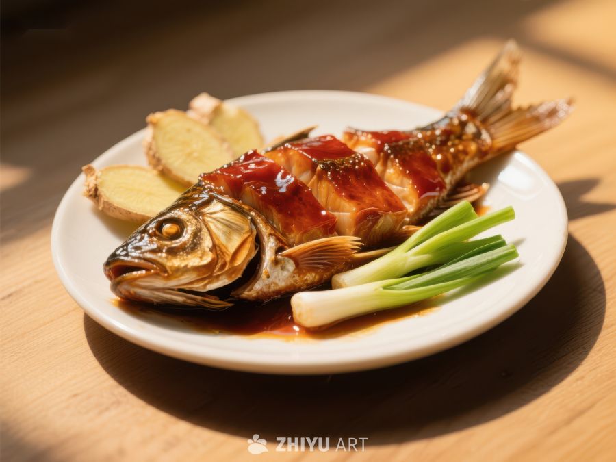 红烧鱼配葱姜，美味佳肴 202