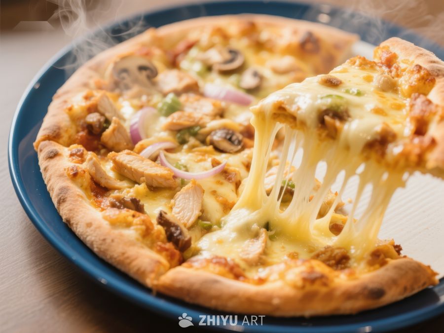 热腾腾的芝士披萨特写