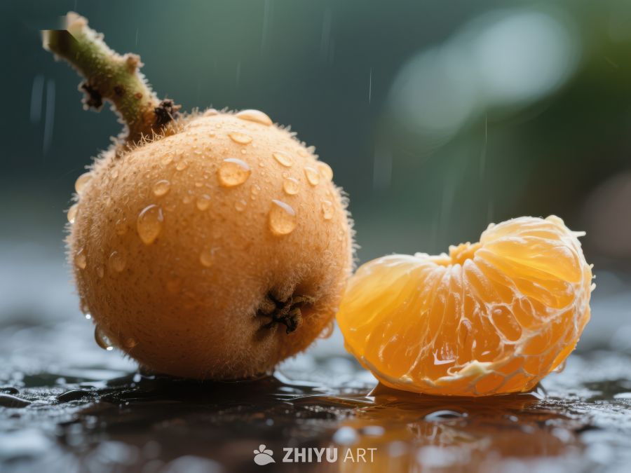 雨中枇杷与剥开的柑橘 772