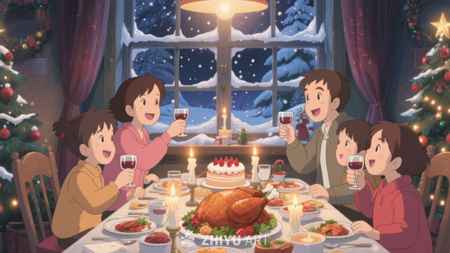 温馨家庭共度节日晚餐 231