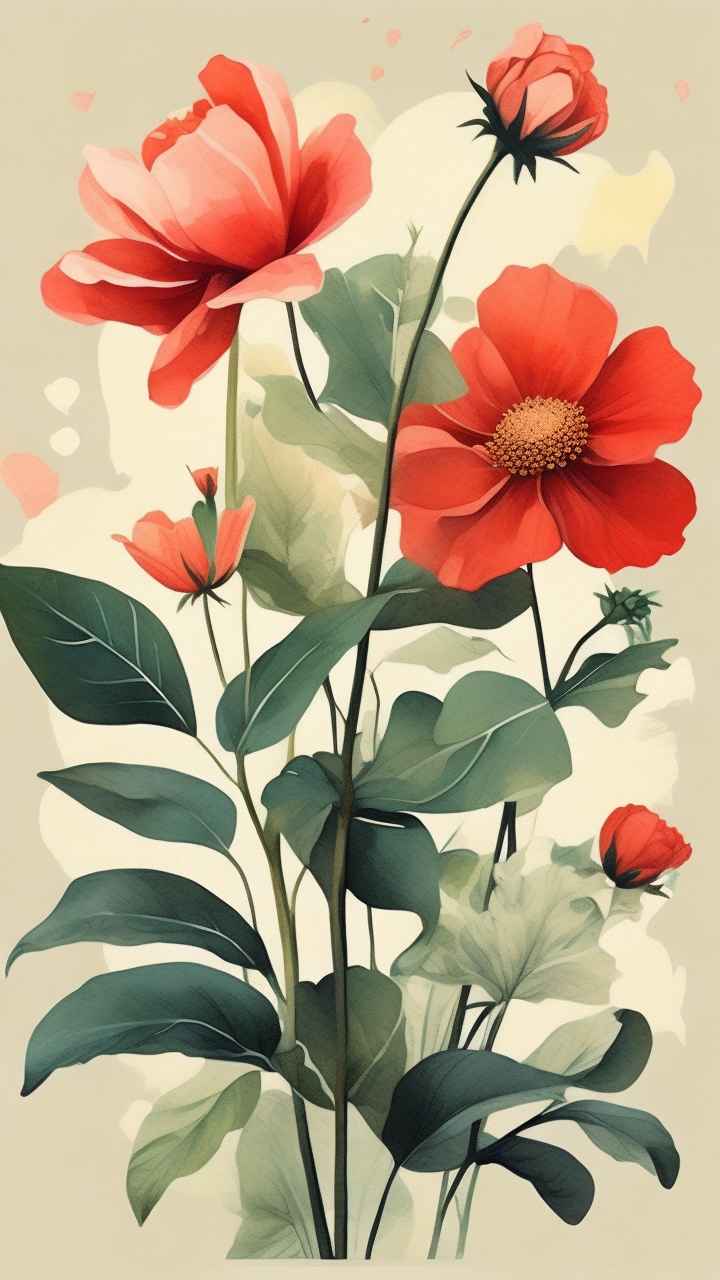 花朵植物插画背景 8