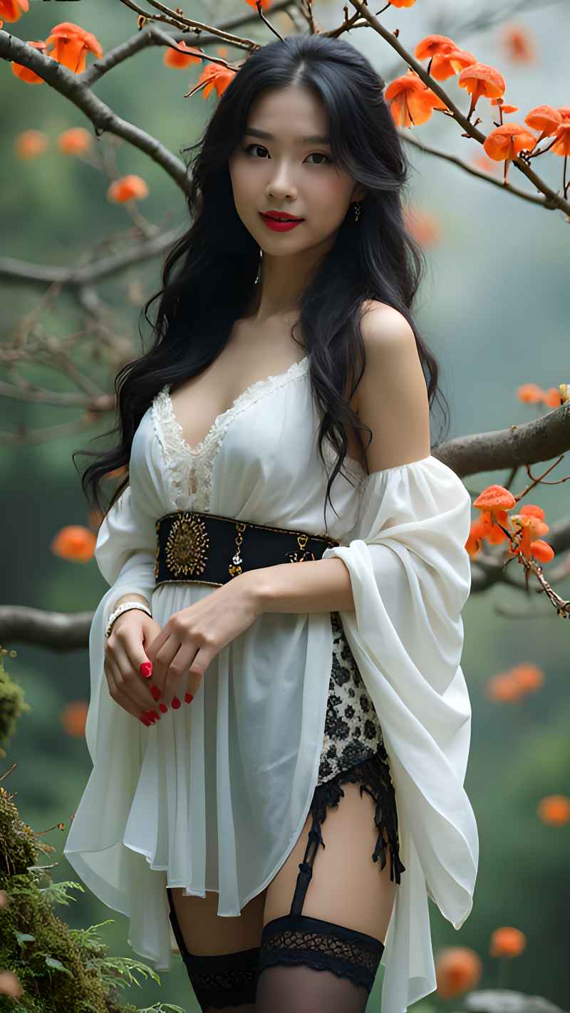 森林户外白色系列性感美女造型 20