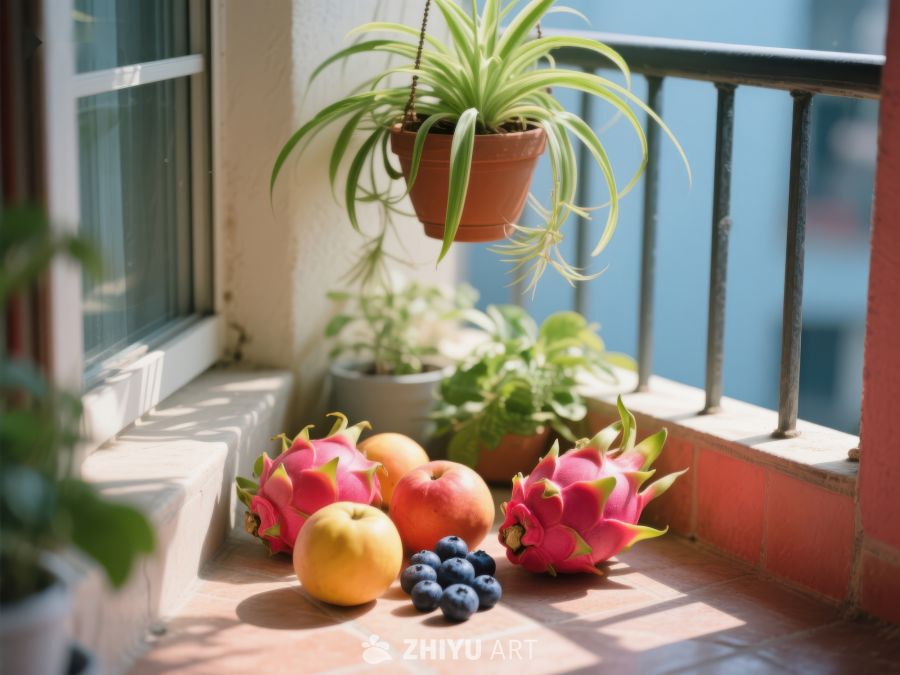 阳台上的热带水果与绿植 671