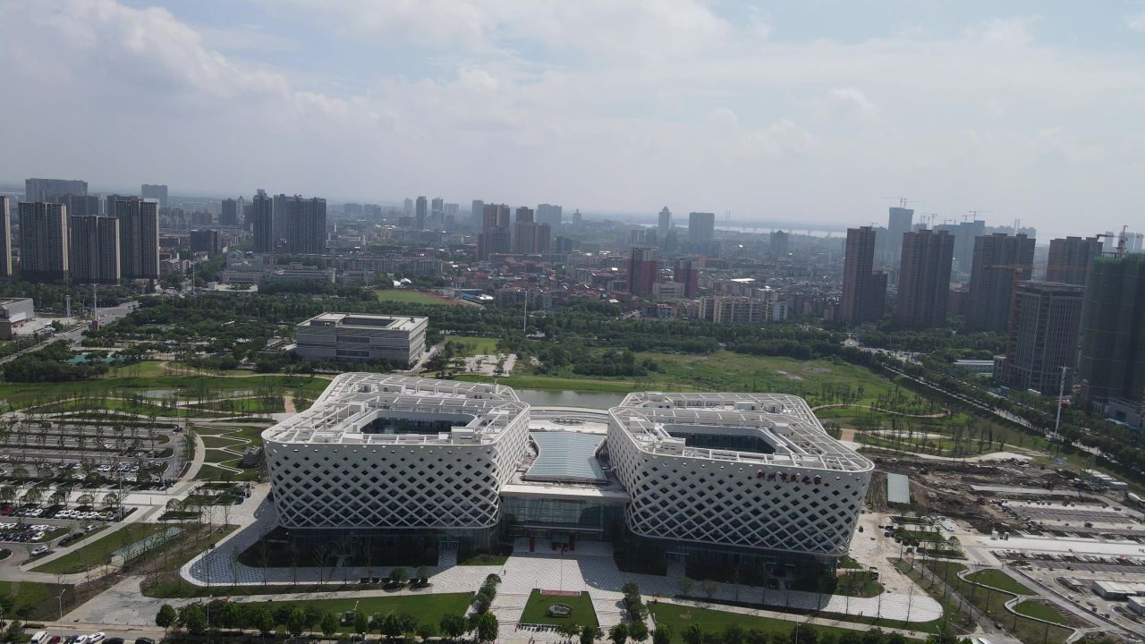 湖北荆州城市风光地标建筑航拍 