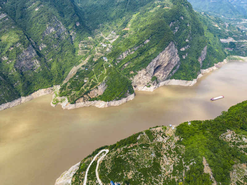 湖北长江三峡风光航拍图 