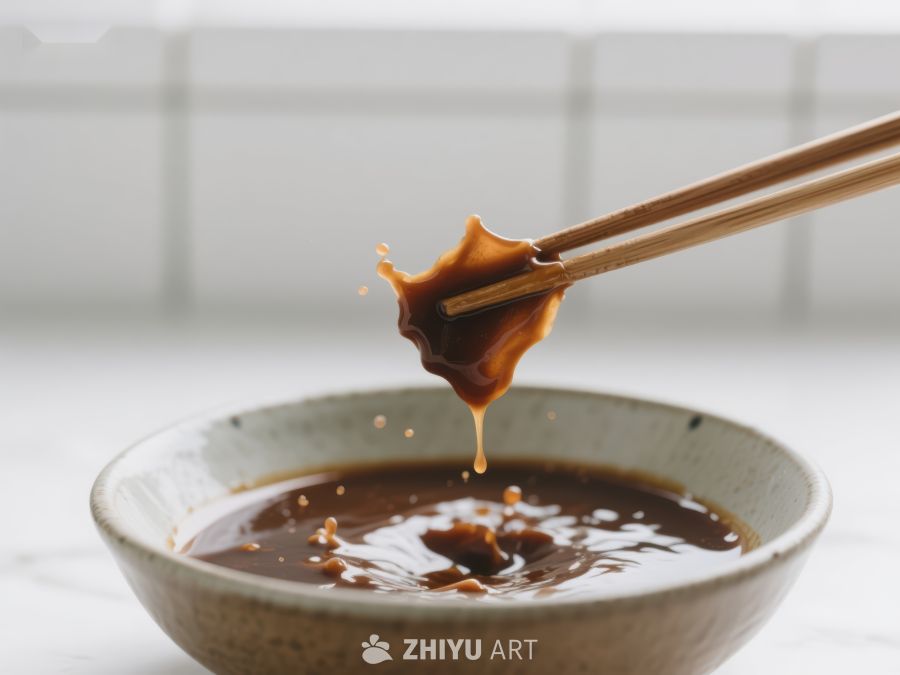 筷子夹起浓郁酱汁滴落碗中 334