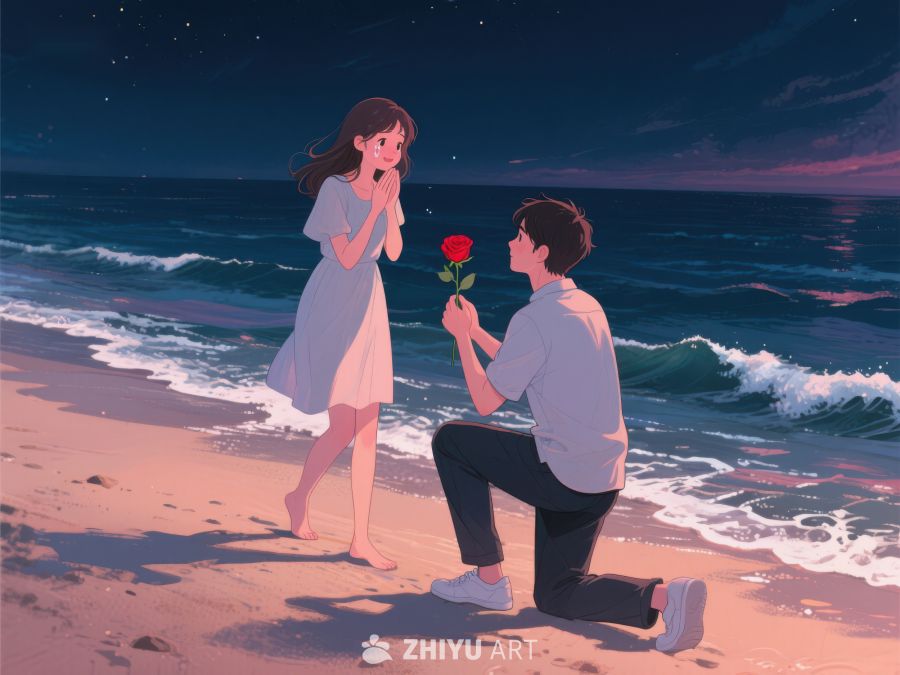 海边求婚，玫瑰见证浪漫时刻 234