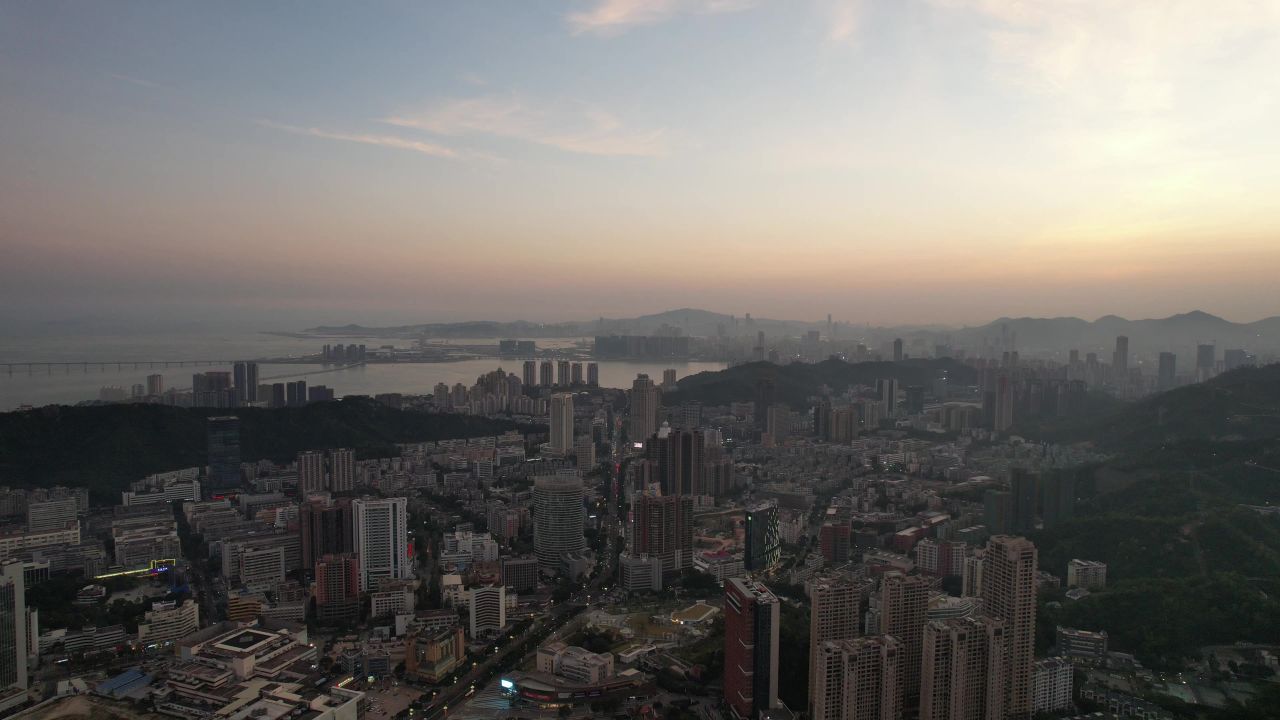 广东珠海城市风光航拍 