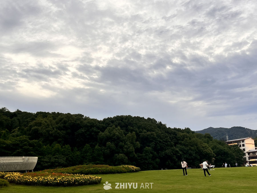 绿意盎然的草地与远处的山丘
