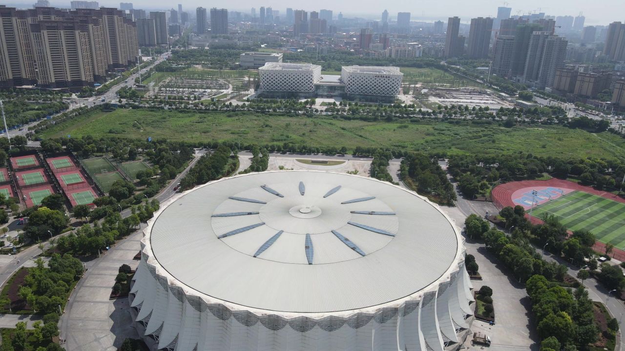 湖北荆州城市风光地标建筑航拍 