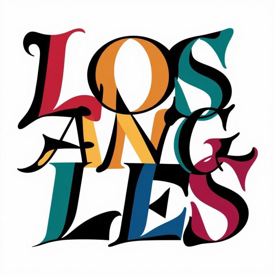 一个标志，上面写着“Los Angeles”。图像