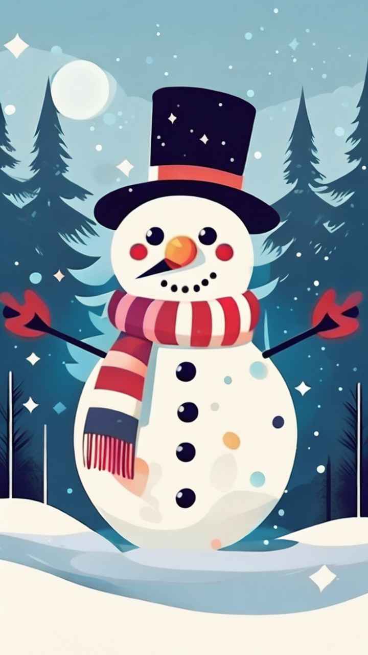 冬季插画雪人堆 88