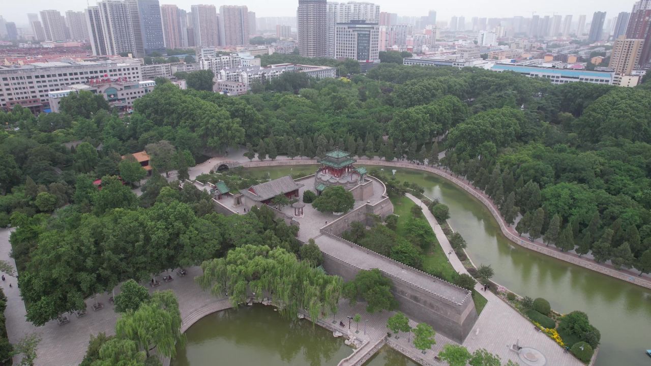 河北邯郸丛台公园航拍 