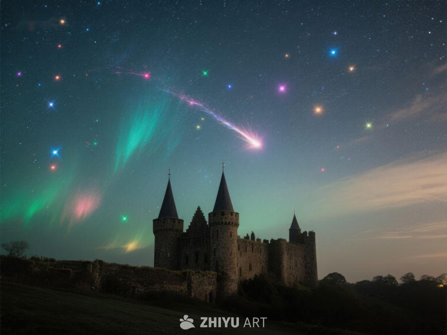 星空下的古堡与极光 168