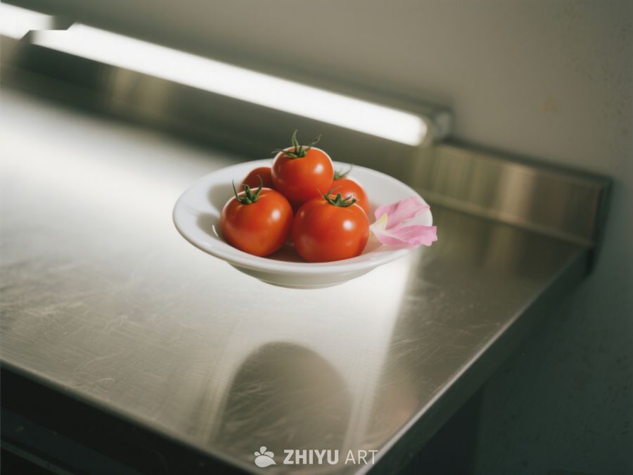 不锈钢台面上的番茄碗 24