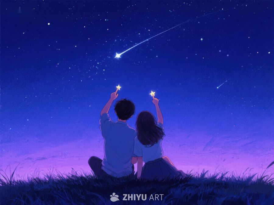 夜空下两人共赏流星 1062