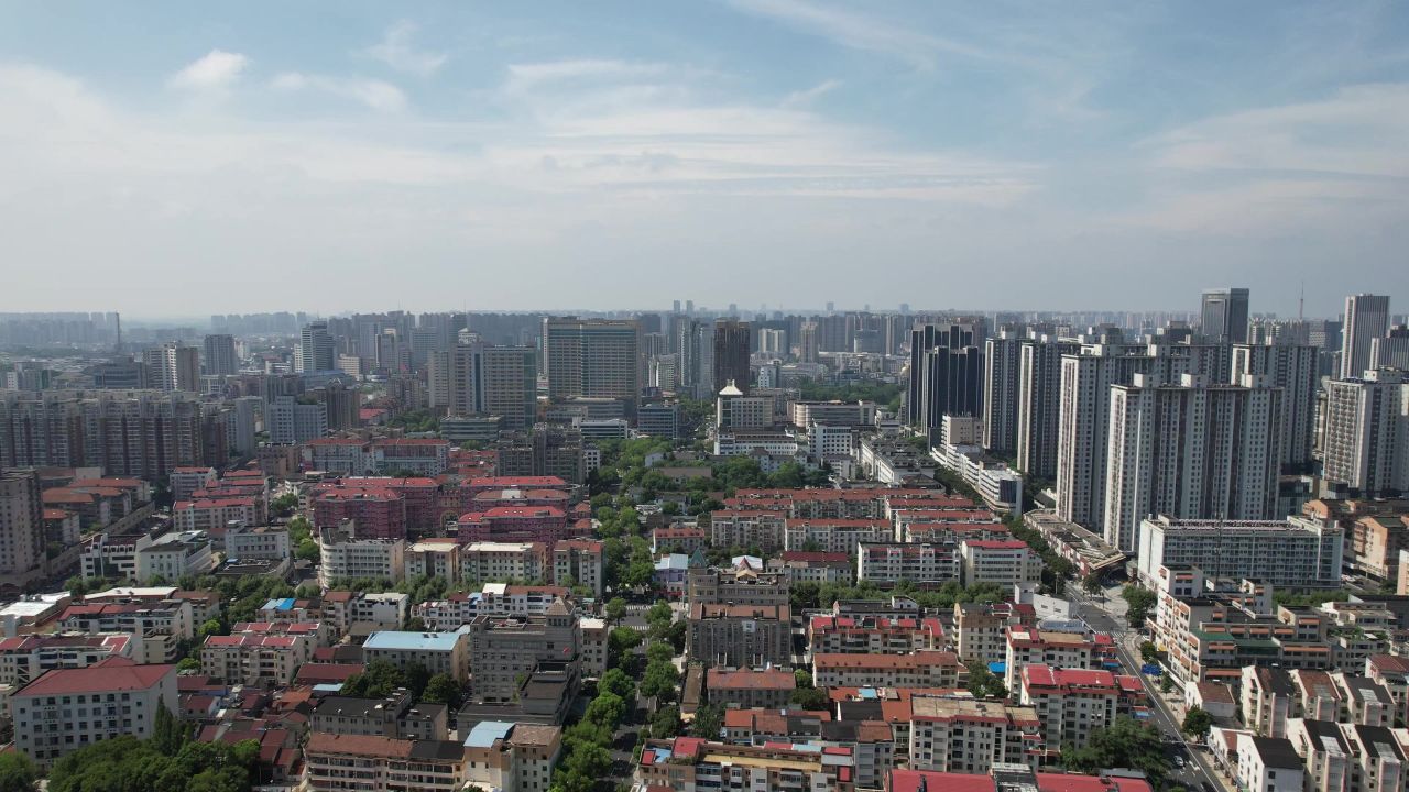 江苏常州城市风光地标建筑航拍 