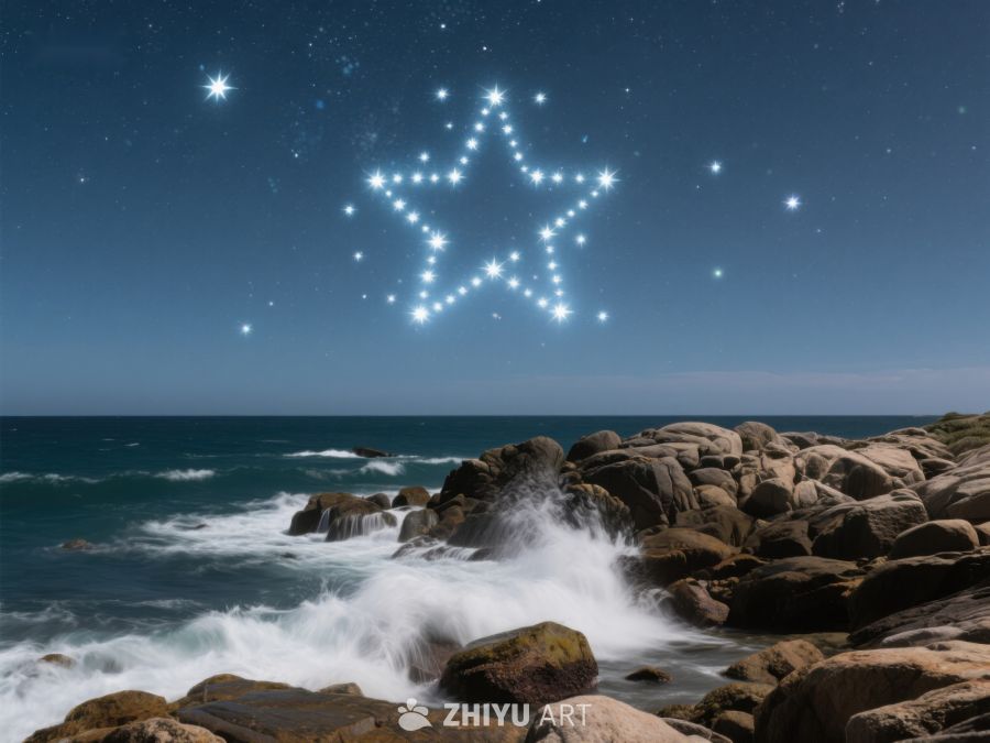 星空下的海岸岩石 188