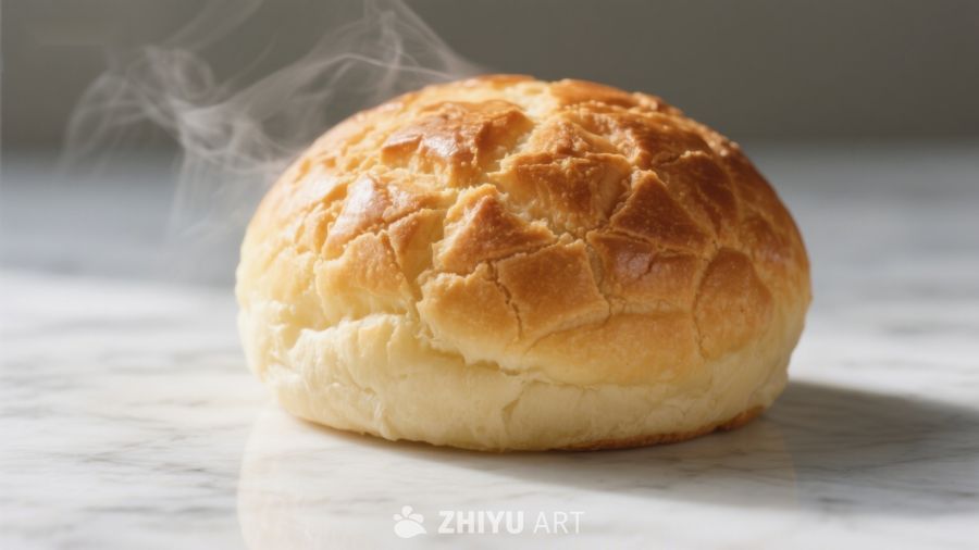 新鲜出炉的面包散发热气