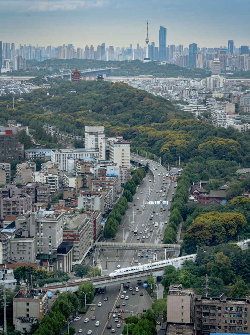 武汉复兴号穿过城市中