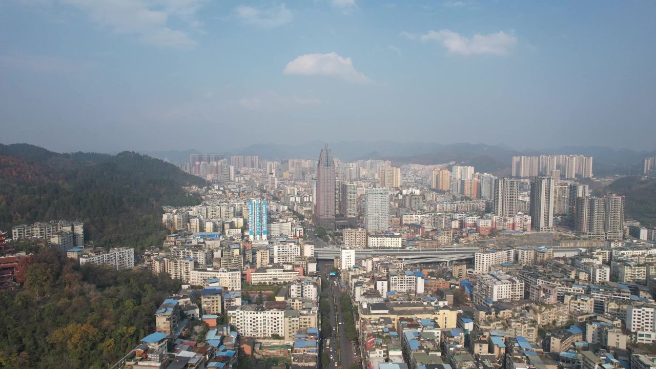 贵州遵义城市风光汇川区航拍