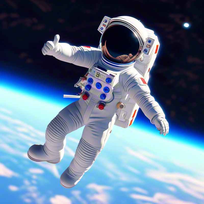 宇航员在太空中比手势大拇指 6