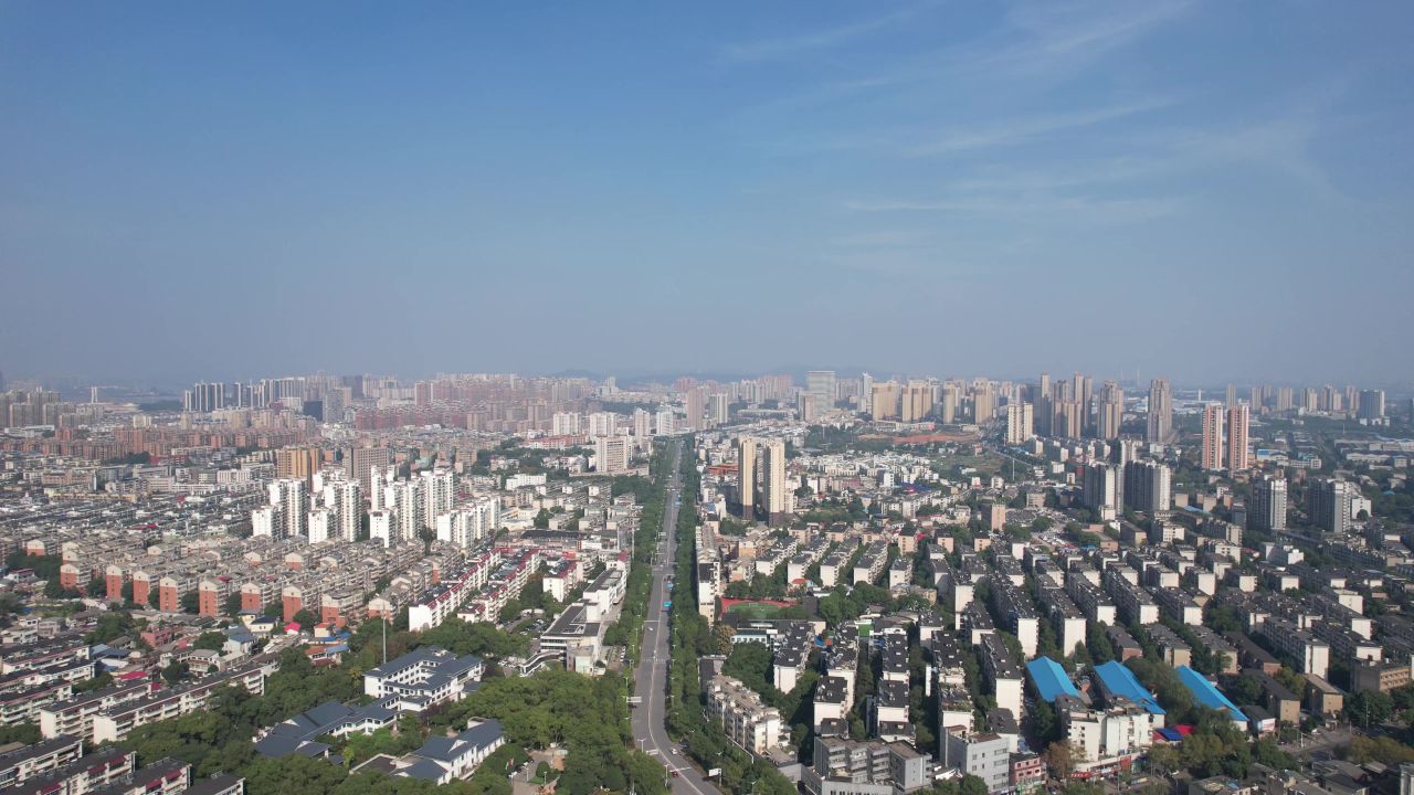 湖南湘潭城市大景航拍