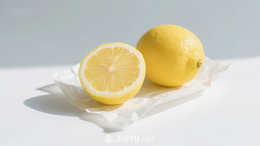 新鲜柠檬切片与整果静置
