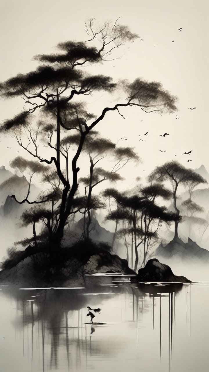 古风山水画唯美背景图 67