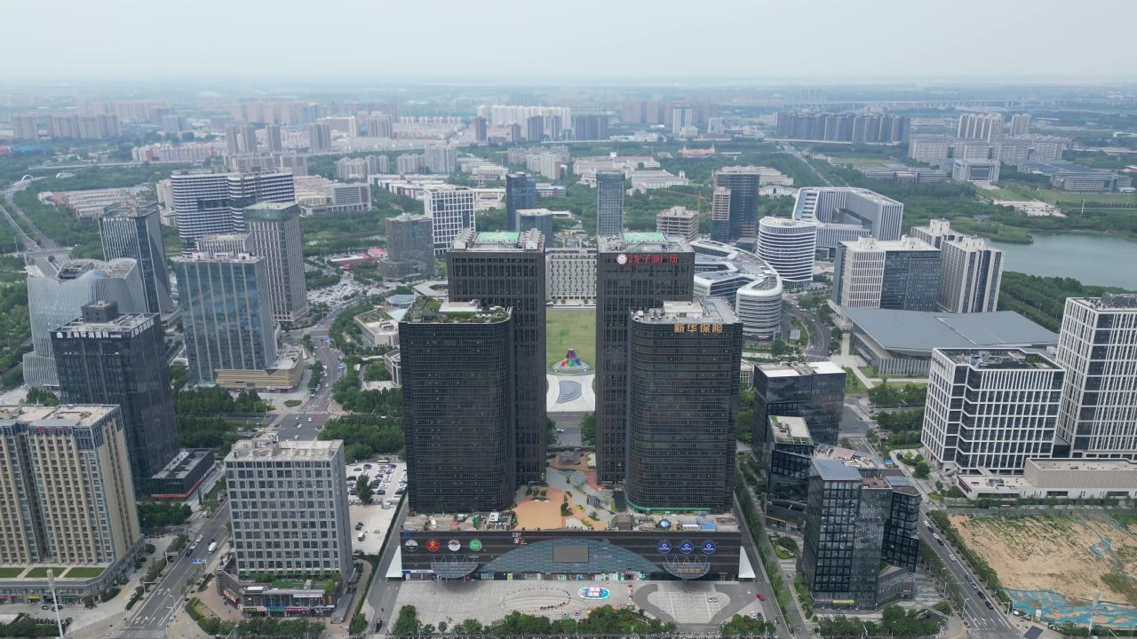 河南郑州城市风光航拍 