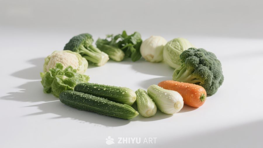 新鲜蔬菜环绕排列
