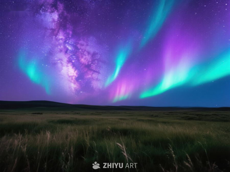 极光下的草原夜景 39