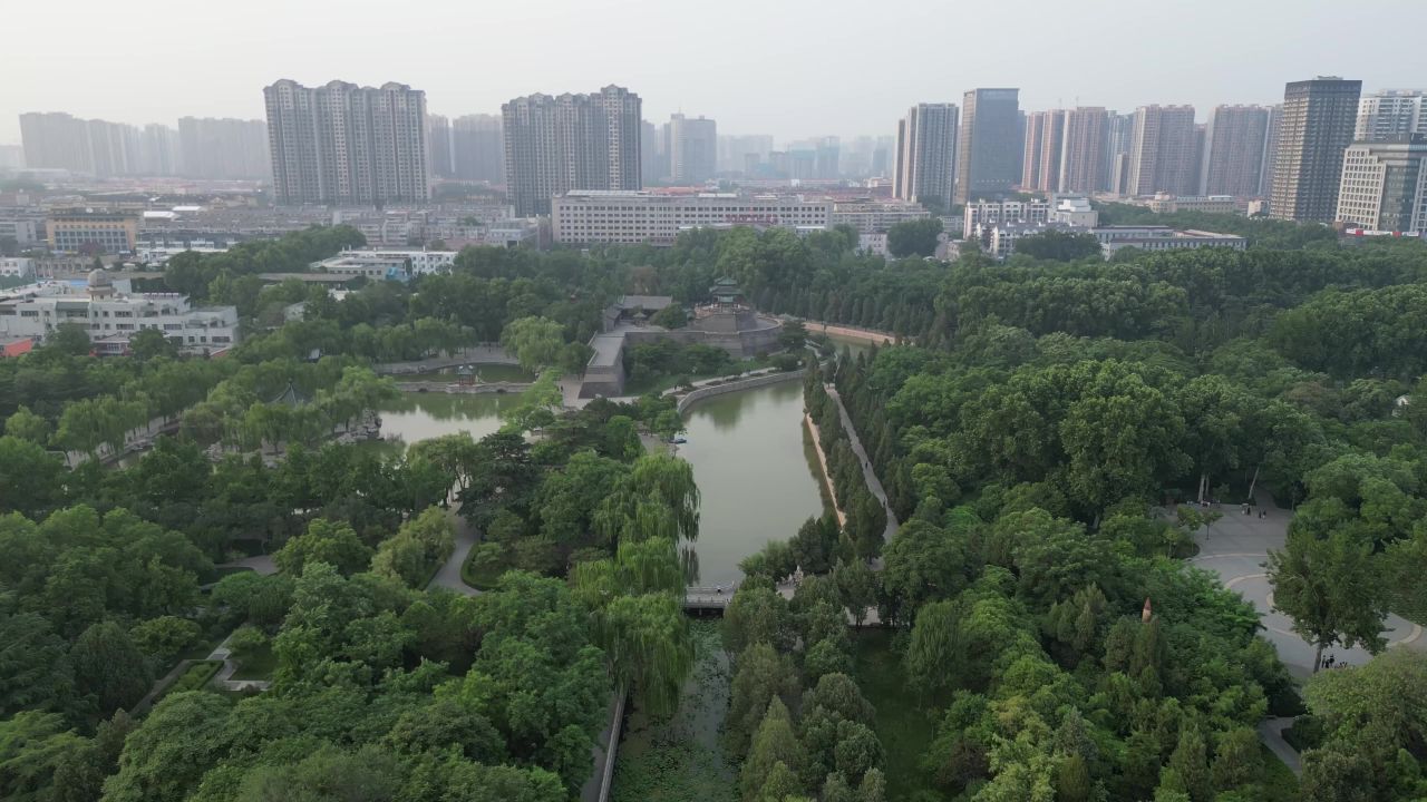 河北邯郸丛台公园4A景区航拍