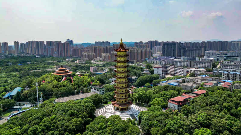 湖北鄂州城市风光航拍摄影图