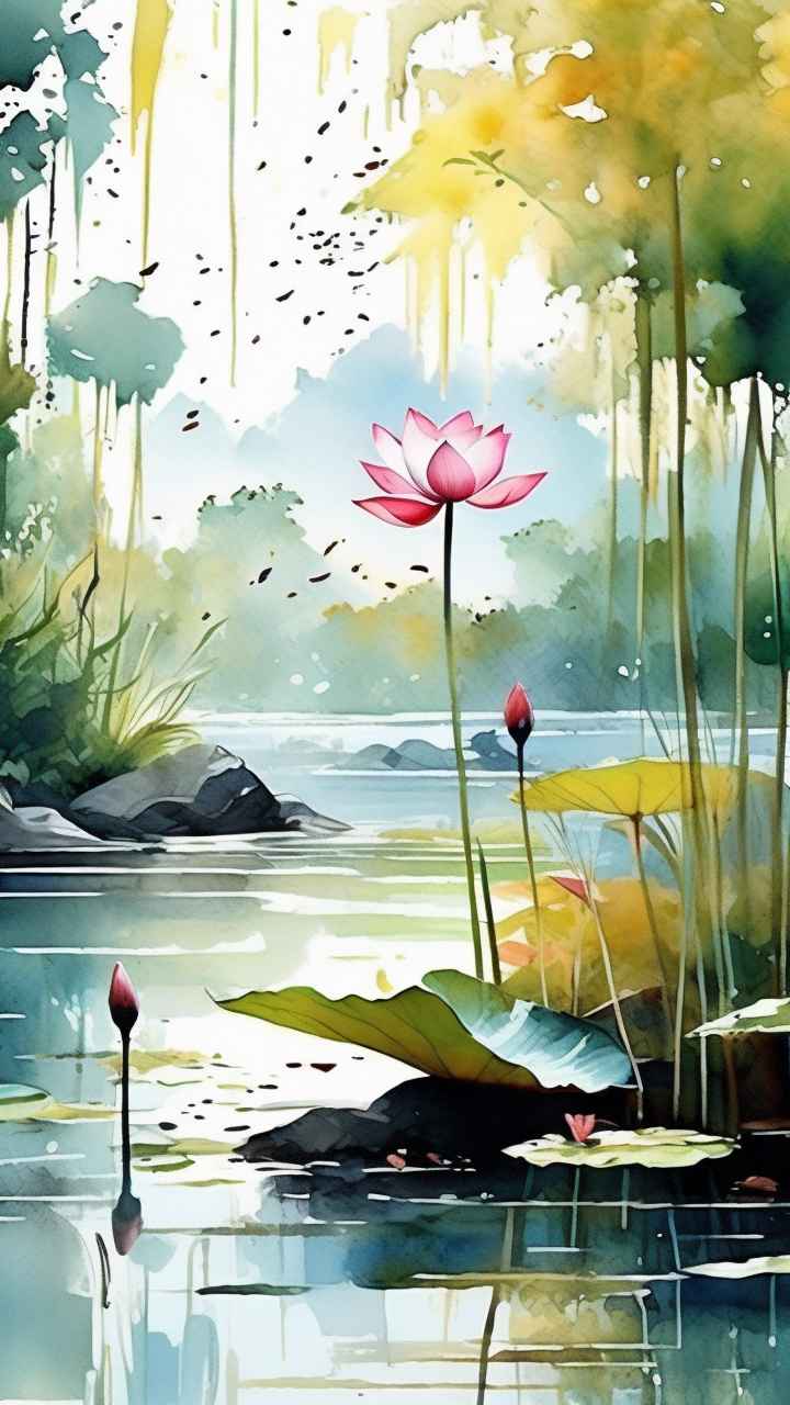 国风水墨山水画简约风格插画 59