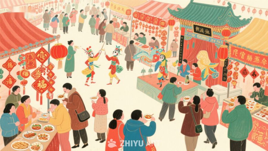 热闹的春节市场庆祝活动 787
