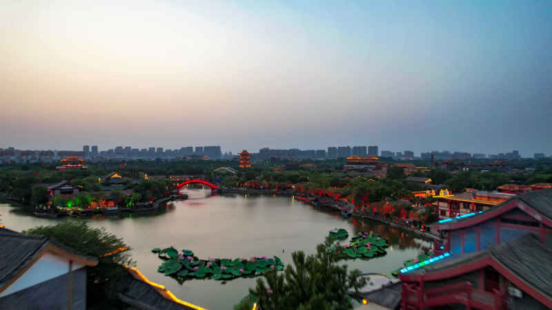 河南开封城市风光旅游景区航拍图 