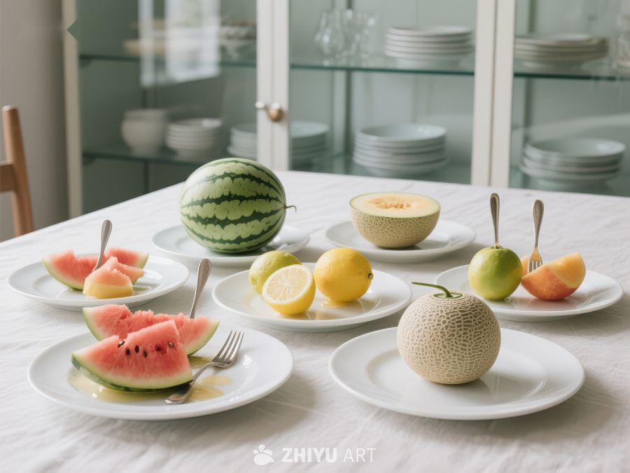 夏日餐桌上的新鲜水果拼盘 582