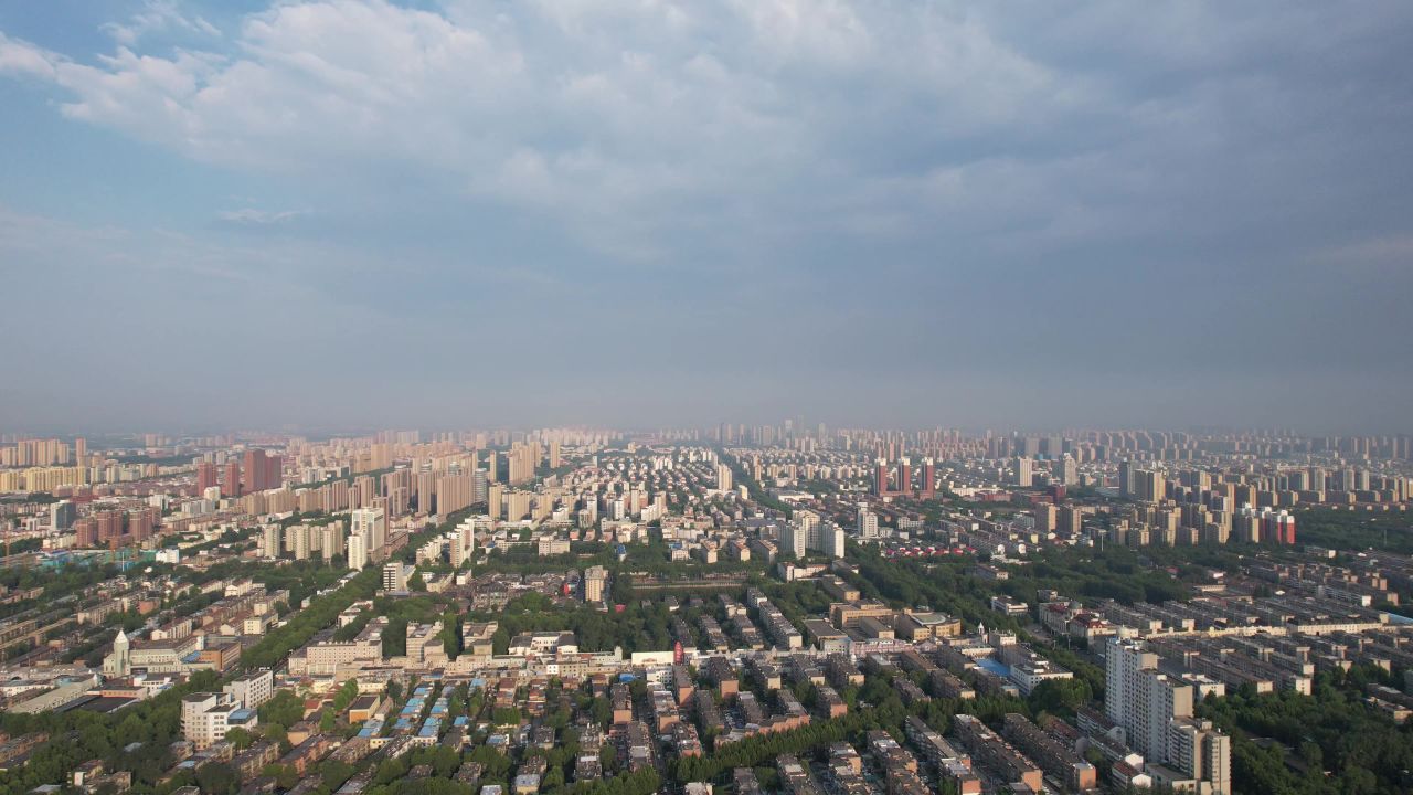 山东淄博城市建设航拍  