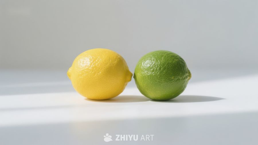 柠檬与青柠并排静置