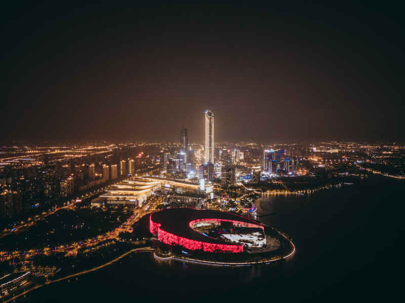 航拍 江苏 苏州 城市 夜景