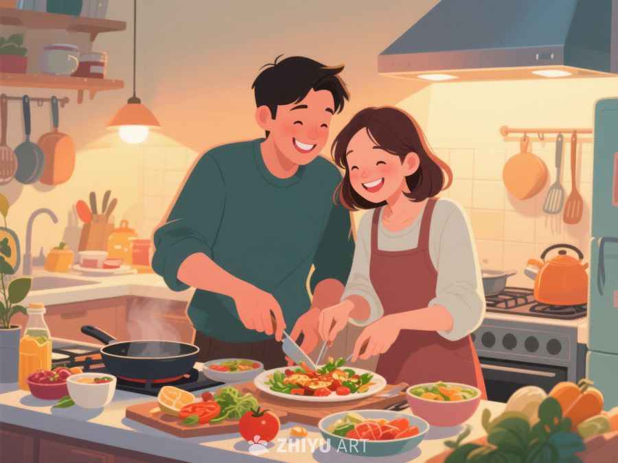 温馨厨房里的烹饪时光 676