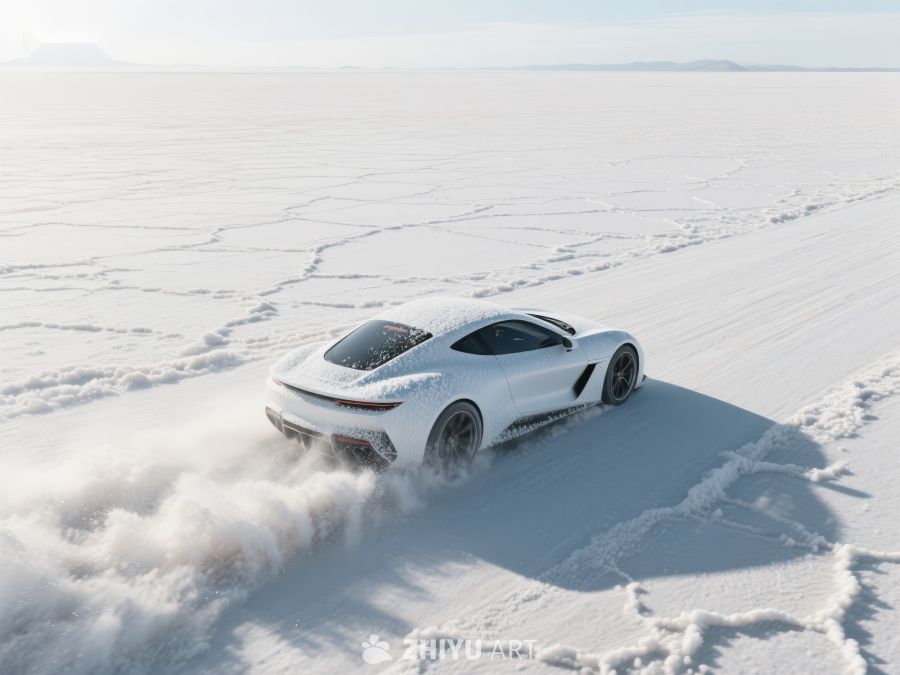 白色跑车在雪地疾驰 8