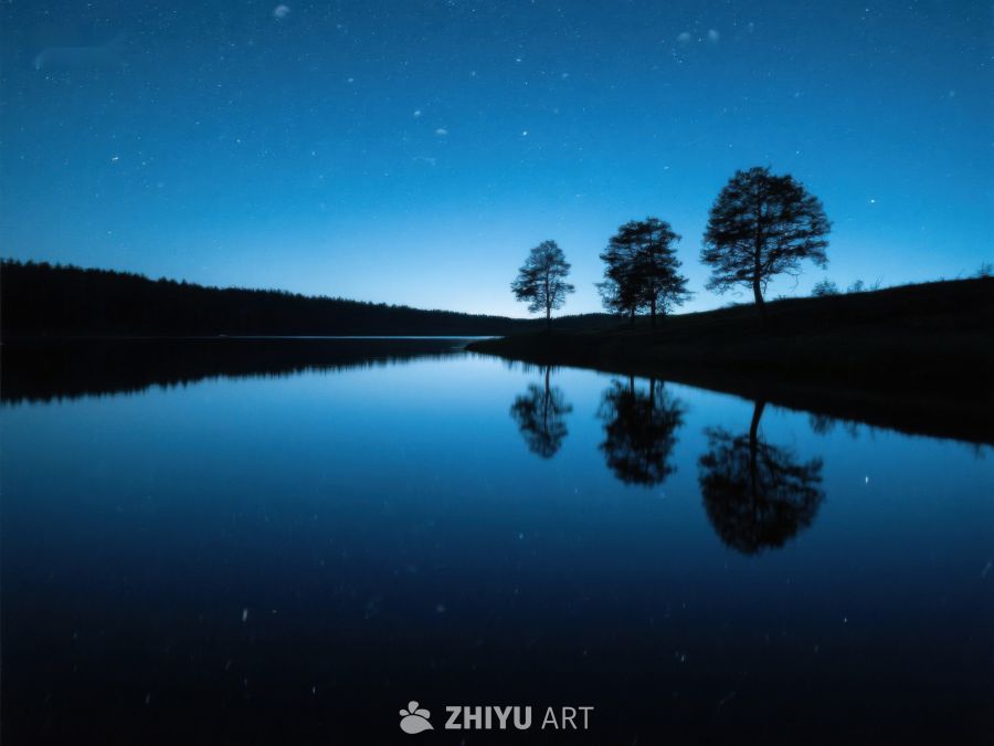 夜空下的湖面倒影 339