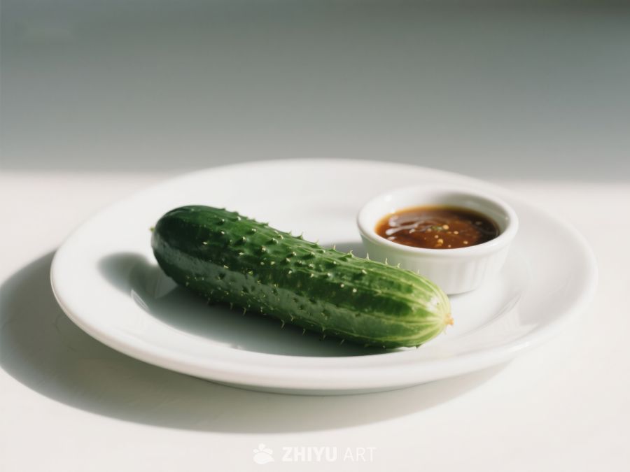 青瓜配酱碟，简洁美食摆盘 340