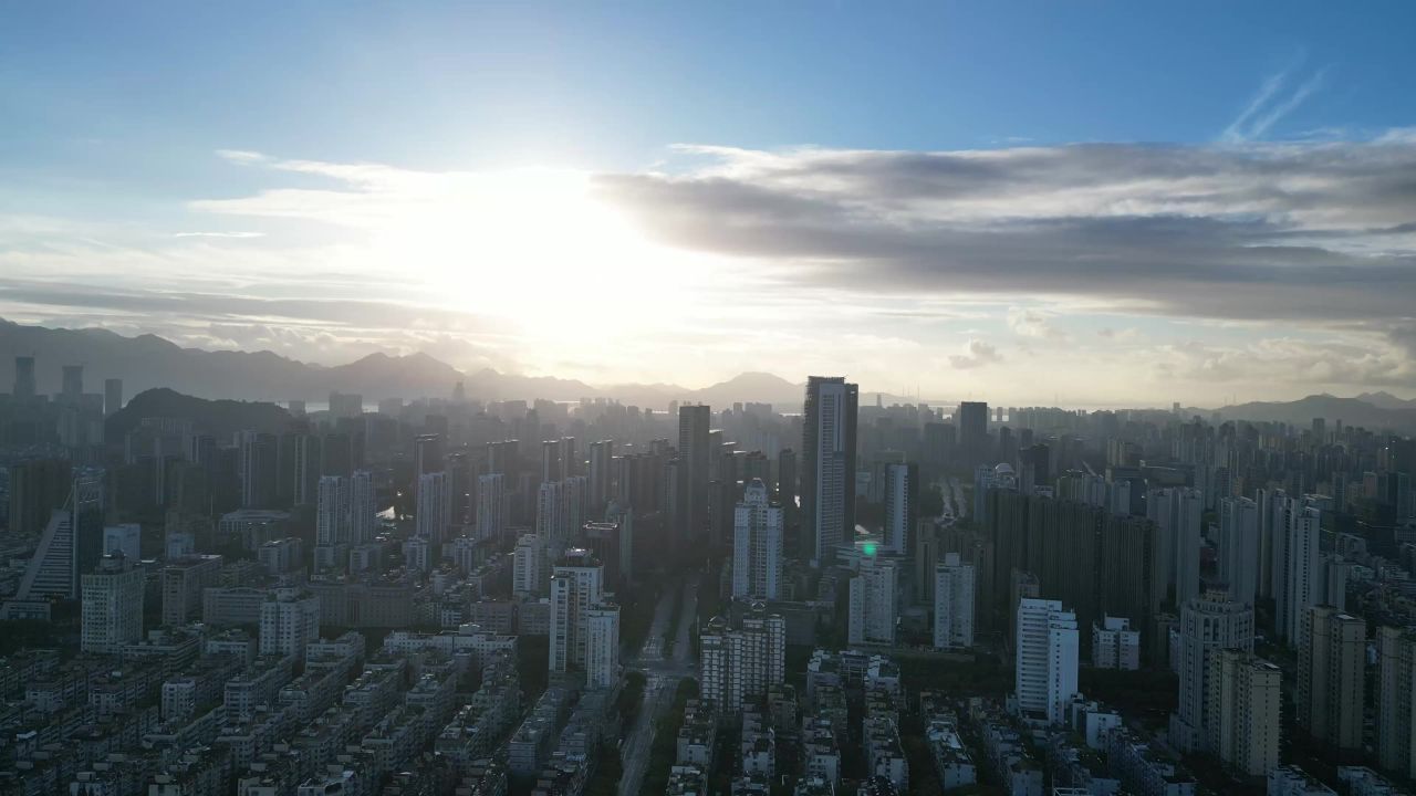 航拍浙江温州城市天际线温州大景温州鹿城区  