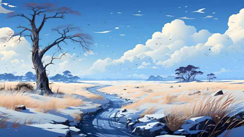 冬季唯美创意背景插画图 88