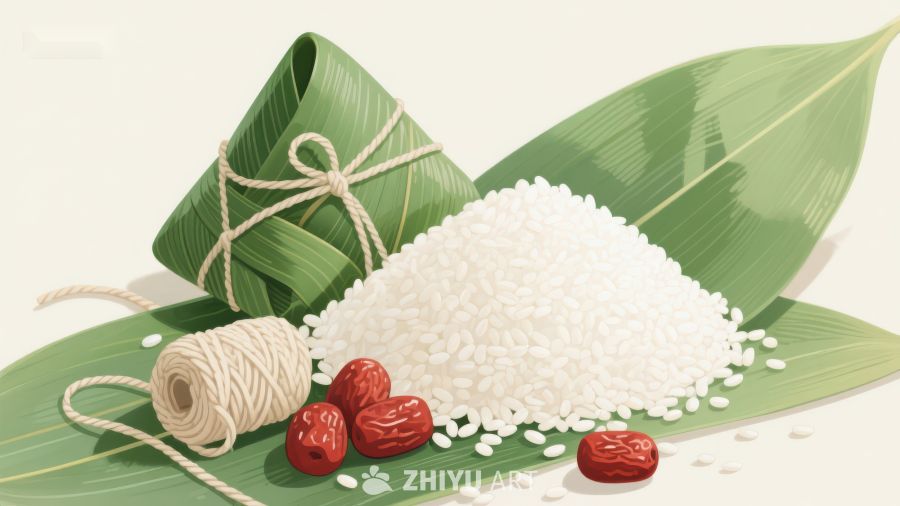 粽子与糯米红枣的端午节食材 525