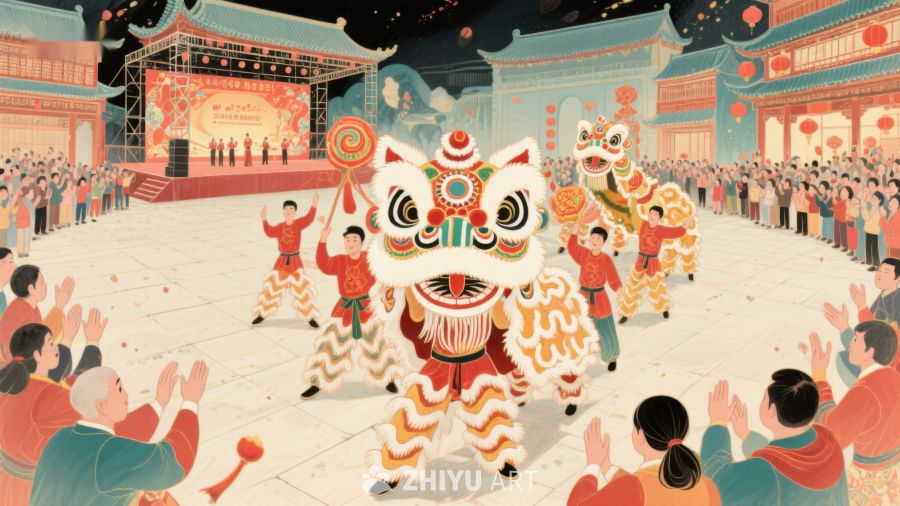 热闹的舞狮表演庆祝节日 103