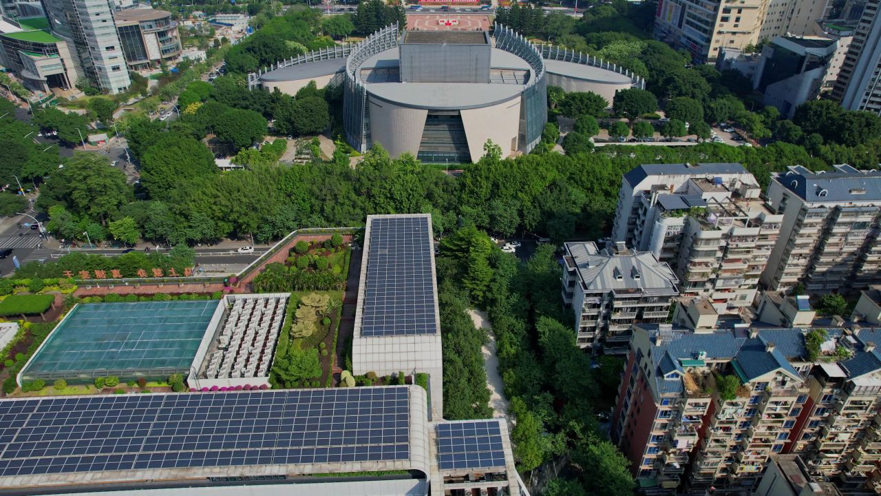 航拍福建大剧院景观